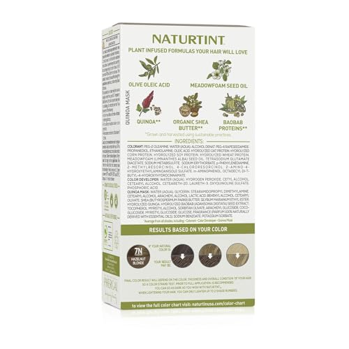 Naturtint 7N Hazelnut Blonde Permanent Hair Color (Pack of 6), Ammonia Free, Vegan, Cruelty Free, up to 100% Gray Coverage, Long Lasting Results (Packaging may vary)