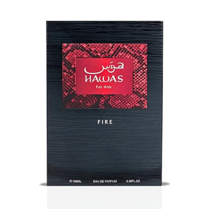RASASI Hawas Fire Eau De Parfum Spray 100ML(3.4 Oz) - Bold Long Lasting Arabian Perfume For Men With A Fiery Essence - Indulge In A Luxurious Perfume Men That Captures Masculine Elegance And Strength