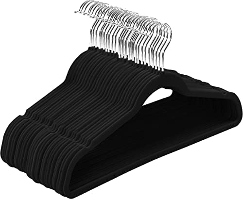 Utopia Home Velvet Hangers 50 Pack - Non-Slip Suit Hangers with 360 Degree Rotatable Hook - for Pants, Coats, Shirts & More (Black)