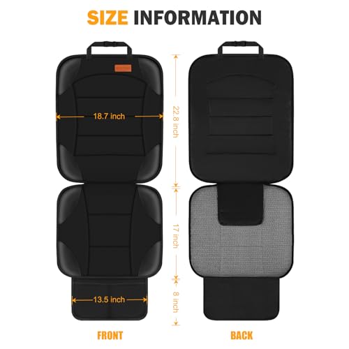 Siivton Car Seat Protector for Child Seat Cushion for Leather and Fabric Seats, 2 Mesh Pockets, Non-Slip Backing, Carseat Protectors for Vehicles, Baby, Pets (2 Pack)