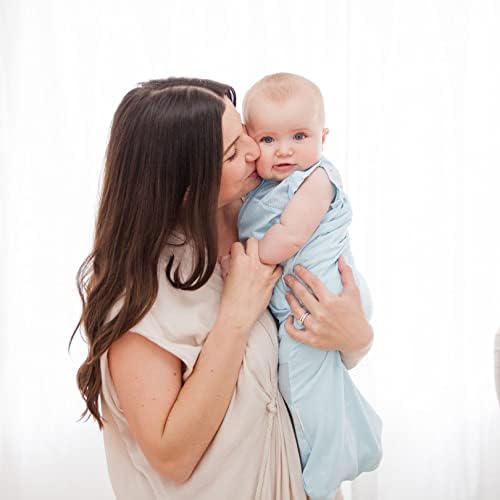 Happiest Baby Sleepea 5-Second Swaddle - 100% Organic Cotton Baby Swaddle Blanket - Doctor Designed Promotes Healthy Hip Development (Teal Stars, Medium)