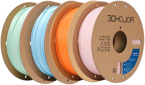 Matte PLA Filament 1.75mm, 1kg*4 Bundle Cardboard Spool PLA Filament 1.75 PLA 3D Printing Filament, Print with Most 3D Printers-Green,Pink,Blue,Tangerine