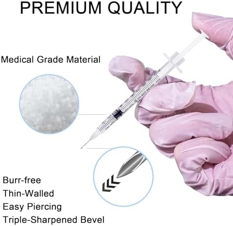 U-100 Syringes with Needle - 30G 5/16" (8mm) 1ml/cc Disposable Syringe, Individual Wrapped, 100PACK
