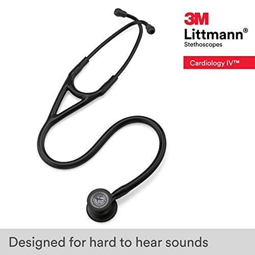 3M Littmann Cardiology IV Diagnostic Stethoscope, 6163, More Than 2X as Loud, Weighs Less, Stainless Steel Black-Finish Chestpiece, 27" Black Tube, Stem, and Headset
