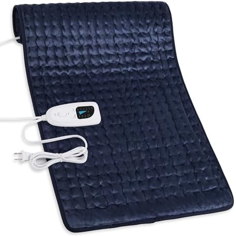 Electric Heating Pads,Heating Pad for Back,Shoulder,Hot Pad for Neck and Arms,Abdomen,Moist Heated Pad for Legs and Knee,Auto Shut Off(Navy Blue, 33''×17'')