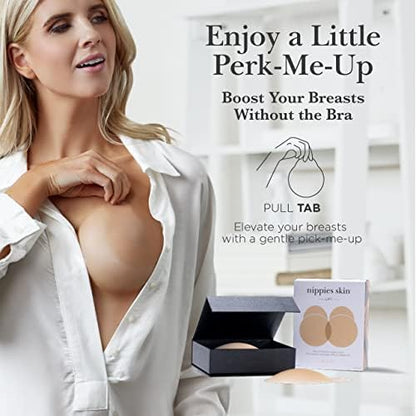 Nippies Nipple Covers for Women - Sticky Adhesive Silicone Pasties - Reusable Pasty Nipple Cover with Travel Box