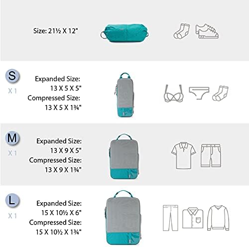 BAGSMART 6 Set Compression Packing Cubes - Lightweight Travel Essentials, Durable Luggage Organizer