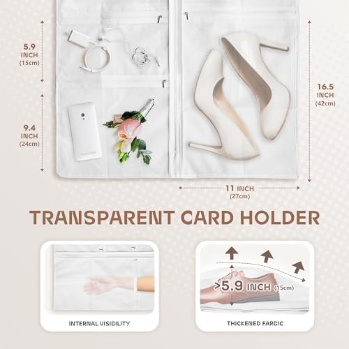 72inches Garment Bag with Zipper Pocket, Wedding Dress Bag for Gowns Long, White