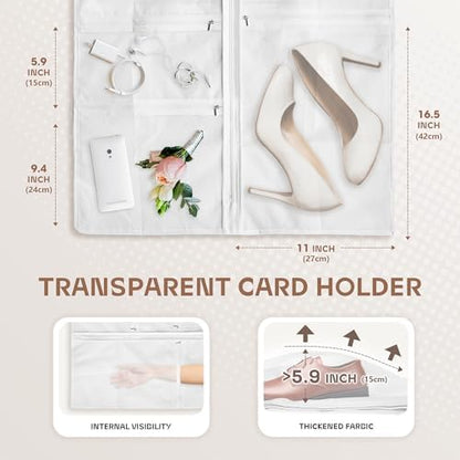 72inches Garment Bag with Zipper Pocket, Wedding Dress Bag for Gowns Long, White