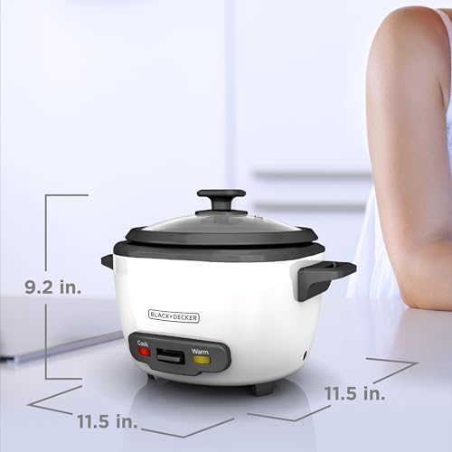 BLACK+DECKER 16-Cup Rice Cooker, 8-Cup Uncooked Rice, Steaming Basket, Removable Non-Stick Bowl, One Touch, Keep Warm
