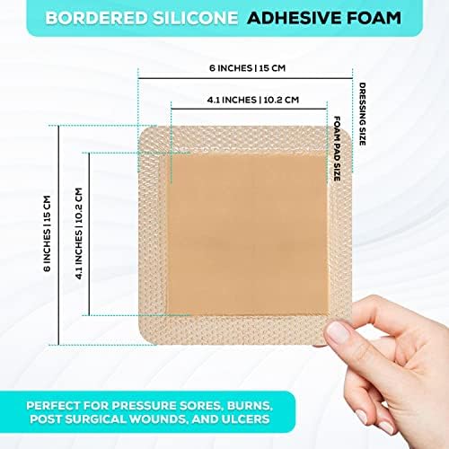 MedVanceTM Silicone - Bordered Silicone Adhesive Foam Dressing (6"x6" (4.1"x4.1" pad) 10 Pack
