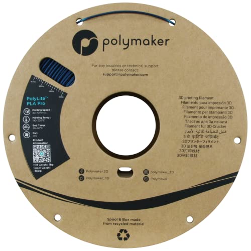 Polymaker PLA PRO Filament 1.75mm 1kg, Tough & High Rigidity Metallic Blue 3D Printing Filament, PolyLite PLA PRO 3D Printer Filament 1.75mm, Print with Most 3D Printers