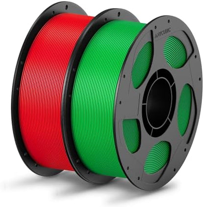 ANYCUBIC PLA Filament 1.75mm Bundle, 3D Printing PLA Filament 1.75mm Dimensional Accuracy +/- 0.02mm, 1KG Reusable Spool (2.2 lbs), 2KG Green + Red