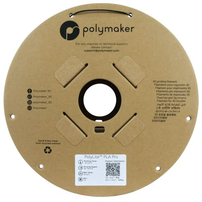 Polymaker PLA PRO Filament 1.75mm 3kg, Tough & High Rigidity Black 3D Printing Filament, PolyLite PLA PRO 3D Printer Filament 1.75mm, Print with Most 3D Printers