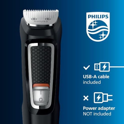 Norelco Philips Multigroom 3000 Series, All-in-One Trimmer, Beard Trimmer and Hair Clipper, 15-Piece Men's Grooming Kit for Head, Beard, Face, Nose, Ears, No Blade Oil Needed, Soft Pouch, MG3770/40