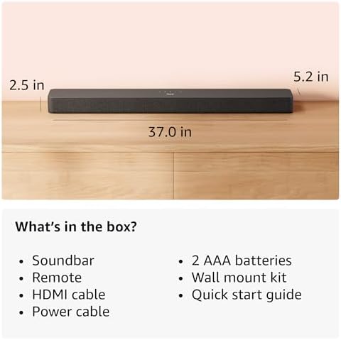 Amazon Fire TV Soundbar Plus (newest model) with built-in subwoofer, 3.1 channel, Dolby Atmos, clear dialogue