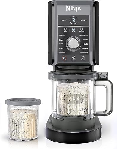 Ninja NC501 CREAMi Deluxe 11-in-1 Ice Cream & Frozen Treat Maker with 2 XL Family Size Pint Containers, Black (Renewed)