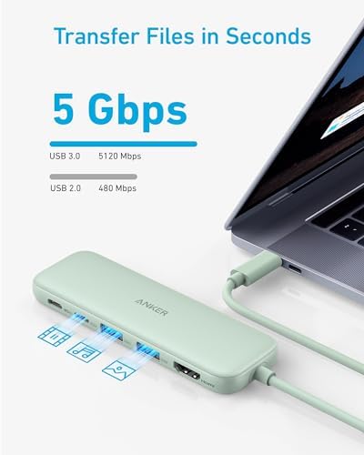 Anker USB C Hub, 5-in-1 USBC to HDMI Hub with 4K Display, 5Gbps USB-C and 2 5Gbps USB-A Data Ports for MacBook Pro, MacBook Air, Dell XPS, Lenovo Thinkpad, HP Laptops and More (Green)