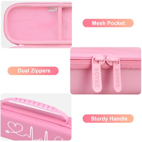 BOVKE Travel Stethoscope Case for 3M Littmann Classic III, Lightweight II S.E, MDF Acoustica Lightweight Stethoscopes, Mesh Pocket for Pen Lights, Medical Scissors and Nurse Accessories, Pink