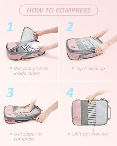 BAGSMART 6 Set Compression Packing Cubes - Lightweight Travel Essentials, Durable Luggage Organizer