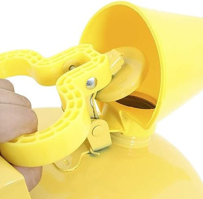 Eagle 5 Gallon Type I Yellow Safety Gas Can for Diesel with Flame Arrester, Self-Closing Lid, and F-15 Funnel, Made in the USA, Galvanized Steel Flammable Storage Can, UI50FSY