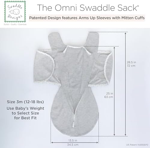 SwaddleDesigns 6-Way Omni Swaddle Sack Arms Up Swaddle for Newborn, More Options to Calm Startle Reflex, Improves Sleep