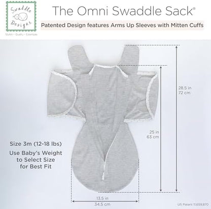 SwaddleDesigns 6-Way Omni Swaddle Sack Arms Up Swaddle for Newborn, More Options to Calm Startle Reflex, Improves Sleep
