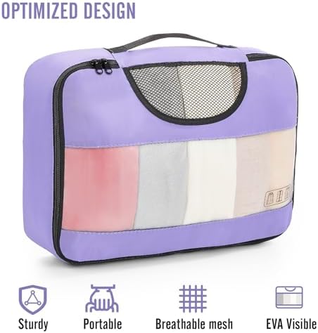 Veken 8 Set Packing Cubes for Travel Essentials, Suitcase Organizer Bags in 4 Sizes, Carry-On Luggage Accessories with Large Laundry & Hanging Toiletry Bag, Must-Have for Airplane, Road Trip & Camping