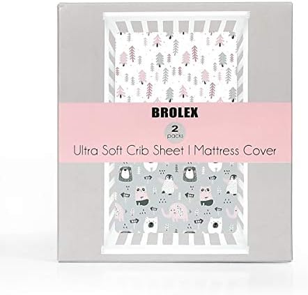 BROLEX Baby Fitted Crib Sheets: Kid Crib Sheets - Set of 2 for Toddler Standard Size Crib Mattress for Boys and Girls - Jersey Knit Crib Bed Sheets Jungle Animals