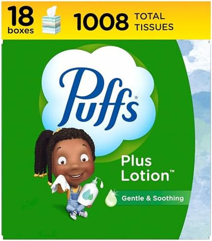 Puffs Plus Lotion Facial Tissue, 18 Cubes, 56 Tissues Per Box
