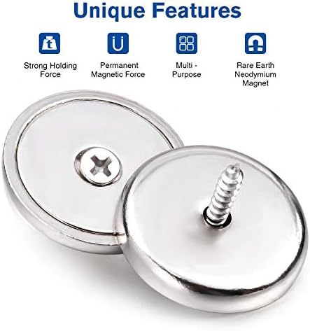 LOVIMAG Neodymium Cup Magnets,Rare Earth Magnets with100 LBS Holding Force,Dia 1.26 inch, with Heavy Duty Countersunk Hole and Stainless, for Tool Room,Workplace etc,Pack of 8