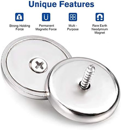 LOVIMAG Neodymium Cup Magnets,Rare Earth Magnets with100 LBS Holding Force,Dia 1.26 inch, with Heavy Duty Countersunk Hole and Stainless, for Tool Room,Workplace etc,Pack of 8