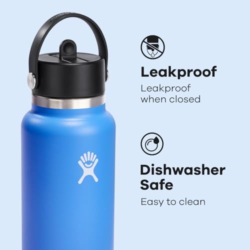 Hydro Flask 32 Oz Wide Flex Straw Cap Bottle - Insulated Stainless Steel - Wide Straw Lid, Non Spill, Leakproof in Cascade