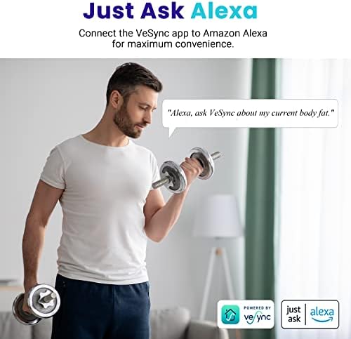 Etekcity Scale for Body Weight and Fat Percentage, Smart Digital LED Bathroom BMI Measurement, Accurate Bluetooth Weighing Machine, Body Composition Analyzer, Ash-black, 400lb