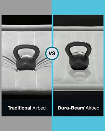 Intex 64777E Dura-Beam Standard Prestige Air Mattress: Fiber-Tech - Twin Size - Hand-Held Battery Pump - 10in Bed Height - 300lb Weight Capacity