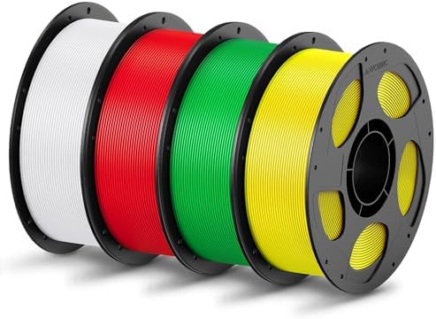 ANYCUBIC PLA Filament 1.75mm Bundle, 3D Printing PLA Filament 1.75mm Dimensional Accuracy +/- 0.02mm, 1KG Reusable Spool (2.2 lbs), 4KG White + Red + Green + Yellow