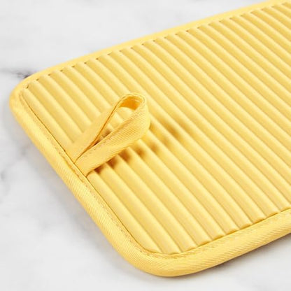 KITCHENAID Ribbed Soft Silicone Pot Holder 2-Pack Set, 2025 Color of The Year, Butter Yellow, 7"x9"