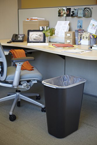 Rubbermaid Commercial Products Deskside Wastebasket/Trash Can, 10.25-Gallon/41-Quart, Black, Plastic, Garbage Can for Home/Office, Fits Under Desk/Sink/Cabinet, Pack of 12
