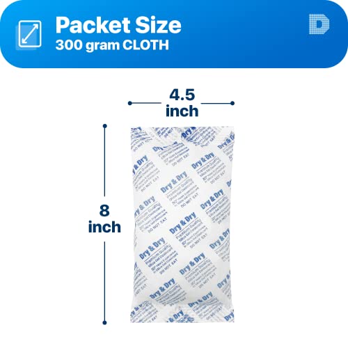 Dry & Dry 300 Gram [50 Packets] Silica Gel Packets Desiccants, Silica Packets - Rechargeable Silica Gel Packs, Desiccants Packets, Silica Gel