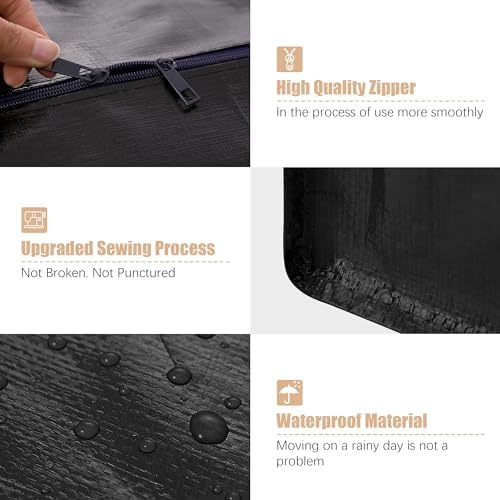 Heavy Duty Moving Bags with Backpack Straps and Strong Handles, Alternative to Moving Boxes and Storage Totes for Dorm Room Essentials, 6 Pack, Black