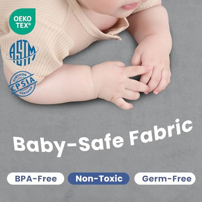 Ultra Soft Baby Play Mat for Floor,1.3" Thick Elasti-Foam 50x50 Playpen Mat for Toddlers Infant kids,Water-Repellent Coral Velvet for Tummy Time,Non-Slip Backing Safe for Crawling,Tatami Style (Dark Grey)