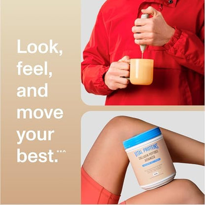 Vital Proteins Collagen Peptides Advanced, Hydrolyzed Peptides with Hyaluronic Acid and Vitamin C - Vanilla Flavor Powder, 21oz