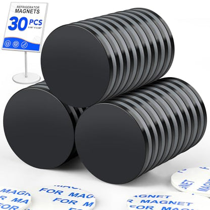 LOVIMAG 30 Pack Strong Magnets, Black Magnets with Adhesive Backing, Rare Earth Magnets Heavy Duty for Fridge, whiteboard, Office, Scientific, Tool Room - 0.98x0.08inch