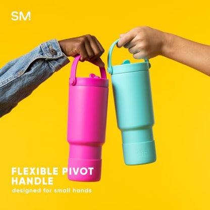 Simple Modern Trek Pivot | 24oz Kids Flip Straw Tumbler with Handle and Silicone Boot | Insulated Water Bottle Stainless Steel Cup | School Travel Jug | Raspberry Vibes