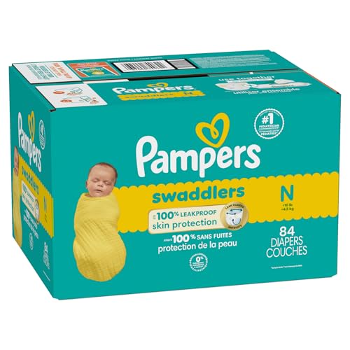 Pampers Baby Diapers - Swaddlers - Size 0, 84 Count, Ultra Absorbent Disposable Newborn Diaper