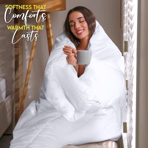 Utopia Bedding Comforter Duvet Insert, Quilted Comforter with Corner Tabs, Box Stitched Down Alternative Comforters Queen Size (White)