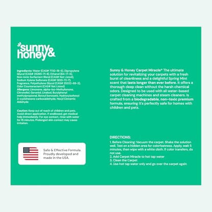 Sunny & Honey Carpet Shampoo & Cleaning Solution - 32 Fl Oz Spring Mint Scent - Pet Carpet Cleaner Machine Solution - Rug & Upholstery Cleaner - Stain Remover & Odor Deodorizer