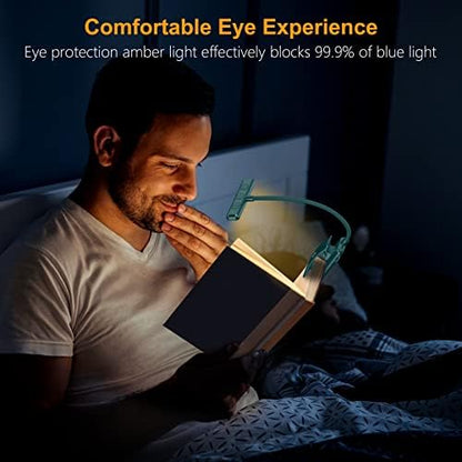 Gritin 19 LED Rechargeable Book Light for Reading in Bed with Memory Function- Eye Caring 3 Color Temperatures,Stepless Dimming Brightness,80 Hrs Runtime Clip on Light for Book Lovers-Blackish Green