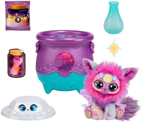 Magic Mixies Magical Gem Surprise Cauldron: Moon. with New Shimmer Eyes! Reveal an Mixie Plushie from The Fizzing Cauldron and Discover 2 Magical Lunar Gem Surprises! Styles May Vary