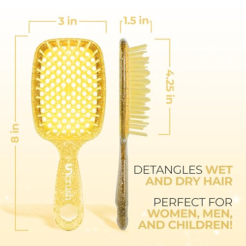FHI Heat UNbrush Detangling Brush for Pain-Free Brushing on All Wet or Dry Hair Types — Durable DuoFlex Anti-Static Bristles, Lightweight Handle, Vented Hair Brush